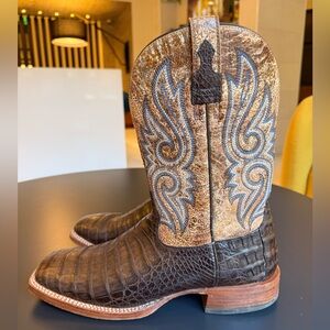Ariat Relentless Denton Exotic Caiman Belly Cowboy Boots Brown Western Leather